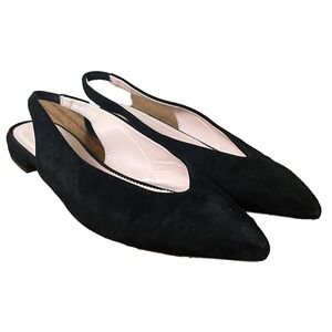 J. Crew Harlech Black Slingback Flats Minimalist Pointed Toe Low Heel Chic, 11